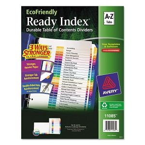 Avery Table of Contents Dividers - Ready Index Eco-Friendly 8.5" x 11" Table of Contents Dividers with 26 Alphabetical Assorted Color Tabs - 11085