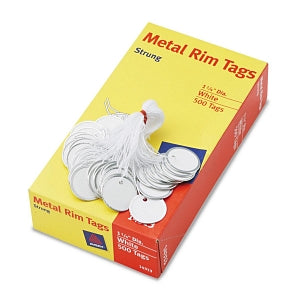 Avery Heavyweight Stock Metal Rim Tags - Heavyweight Stock Metal Rim Tags, 1-1/4" Round, White, 500 Tags / Box - 14313