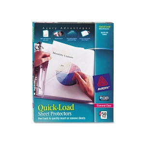 Avery Quick Load Sheet Protector - Quick Top and Side Loading Poly Sheet Protectors, Letter, Diamond Clear - 73802