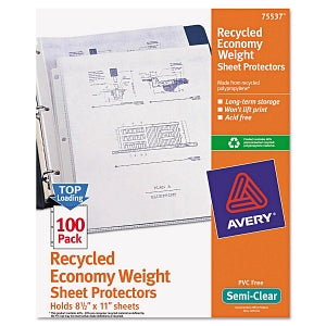 Avery Clear Recycled Polypropylene Sheet Protectors - Semi-Clear Recycled Polypropylene Sheet Protectors - 75537