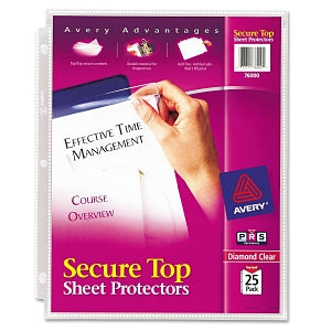 Avery Secure Top Diamond Clear Heavy-Gauge Sheet Protector - Secure Top Poly Sheet Protectors, Super Heavy Gauge, Letter, Diamond Clear - 76000