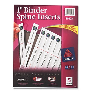 Avery Binder Spine Insert - 1" Binder Spine Inserts, 8 Inserts / Sheet, 5 Sheets / Pack - 89103