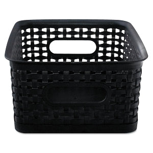 Advantus Plastic Weave Bins - Black 9.88" x 7.38" x 4" Plastic Weave Bin - AVT-40326