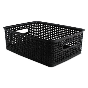 Advantus Plastic Weave Bins - Black 13.88" x 10.5" x 4.75" Plastic Weave Bin - AVT-40327