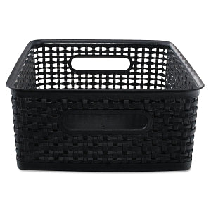 Advantus Plastic Weave Bins - Black 13.88" x 10.5" x 4.75" Plastic Weave Bin - AVT-40327