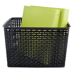 Advantus Plastic Weave Bins - Black 13.88" x 10.75" x 8.75" Plastic Weave Bin - AVT-40328