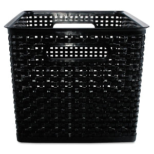 Advantus Plastic Weave Bins - Black 13.88" x 10.75" x 8.75" Plastic Weave Bin - AVT-40328