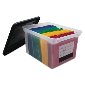 Advantus Co. File Tote with Contents Label - Clear Letter / Legal Size File Storage Box with Label - AVT-55802