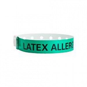 Identiplus Poly Allergy Alert Narrow Wristbands - Poly Allergy Wristband, Green, Latex, Narrow - ALR-PA-35