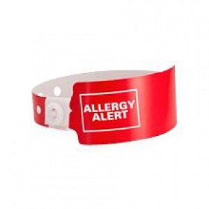 Identiplus Poly Allergy Alert Narrow Wristbands - Poly Allergy Wristband, Red, Regular - ALR-PW-03