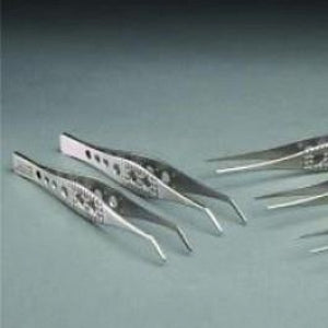 Azer Scientific Forceps - 4.5" Chrome-Plated Curved Serrated Fine-Point Forceps - ES4470