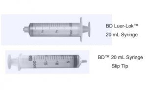 BD 20 mL General-Purpose Syringes - 20 mL Syringe, 1 mL Graduation, Slip Tip, Disposable - 302831