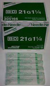 BD Conventional Needles - Specialty Hypodermic Needle with Regular Bevel, Sterile, 21 G x 1.25", Green Hub - 305166