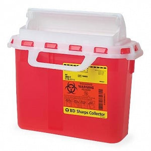 BD Patient Room Sharps Collectors with Counterbalanced Door - Patient Room Sharps Collector with Counterbalanced Door, Red, 2 gal. - 305422