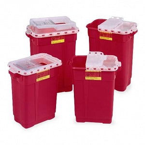 BD Extra-Large Sharps Collectors - Red Extra-Large Sharps Collector with Liquid Absorbing Pad and Slide Top, 19 gal. - 305609