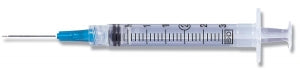 Becton Dickinson Syringes with Thin-Wall Needle - Luer-Lock Syringe with Needle, 3 mL, 21 G x 1" - 309598