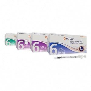 BD Veo Insulin Syringes with Ultrafine Needle - 0.3 mL Insulin Syringe with 31G x 6 mm Ultra-Fine Needle - 324909