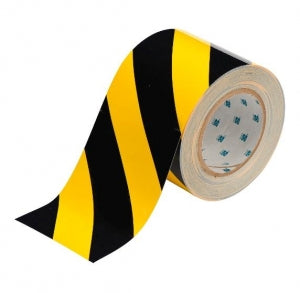 Brady Worldwide Floor Marking Tape - Floor Tape, Black and Yellow, B514, 4" x 100' - 104377