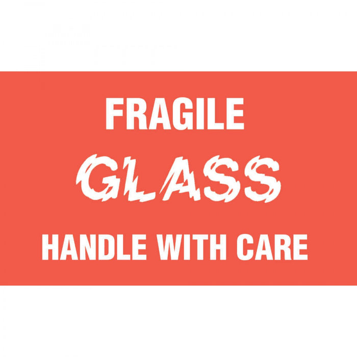 Label Paper Permanent Fragile Glass 1" Core 5" X 3" Red 250 Per Roll