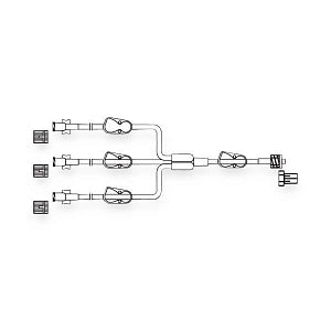 Codan Kink Resistant Trifurcated Minibore Extension Set - Trifurcated Mini Bore Extension Set, 3 Female Luer Lock Adapters, 4 Pinch Clamps, 0.5 mL Approximate Priming Volume, 7" L - BC559