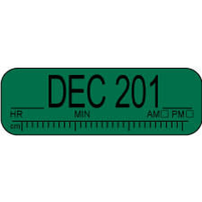 Label Paper Permanent ___Dec 201___ 1 1/2" X 1/2" Green 500 Per Roll