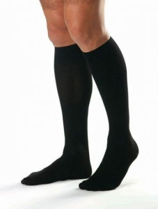 BSN Medical Knee High Ribbed Compression Socks - RIBBED, MEN, KNEE-HI, CLOSE TOE, BLACK, L - 115090