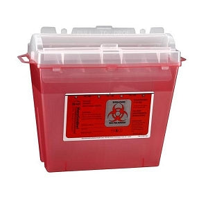 Bemis Patient Room and Exam Room Sharps Containers - Sharps Container for Phlebotomy, 5 qt., Translucent Red - 175 030