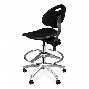 Biofit Unique U Series Chairs with ISO 6 Clean Room Package - Unique U Series Black Chairs with ISO 6 Clean Room Package, Aluminum Base and Chrome Finish without Arms, High Seat Height, 21" - 31" - UUA-H-RC-T-AFP-XA-ISO6-2DS