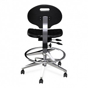 Biofit Unique U Series Chairs with ISO 6 Clean Room Package - Unique U Series Black Chairs with ISO 6 Clean Room Package, Aluminum Base and Chrome Finish without Arms, Medium Seat Height, 18" - 25" - UUA-M-RC-T-AFP-XA-ISO6-2DS