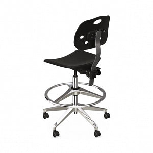 Biofit ArmorSeat Series Laboratory Chairs with ISO 6 Package - ArmorSeat Series Black Laboratory Chair with ISO 6 Package, Aluminum Base and Chrome Metal Parts without Arms, High Seat Height, 21" - 31" - GGA-H-RC-T-AFP-XA-ISO5-BLK