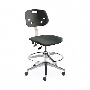 Biofit ArmorSeat Series Laboratory Chairs with ISO 6 Package - ArmorSeat Series Black Laboratory Chair with ISO 6 Package, Aluminum Base and Chrome Parts without Arms, High Seat Height, 21" - 31" - GGA-H-RC-T-AFP-XA-ISO6-2DS-BLK