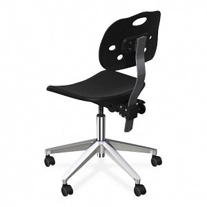 Biofit ArmorSeat Series Laboratory Chairs with ISO 6 Package - ArmorSeat Series Black Laboratory Chair with ISO 6 Package, Aluminum Base and Chrome Metal Parts without Arms, Low Seat Height, 16" - 21" - GGA-L-RC-T-XF-XA-ISO6-2DS-BLK