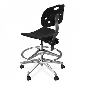 Biofit ArmorSeat Series Laboratory Chairs with ISO 6 Package - ArmorSeat Series Black Laboratory Chair with ISO 6 Package, Aluminum Base and Chrome Metal Parts without Arms, Medium Seat Height, 18" - 25" - GGA-M-RC-T-AFP-XA-ISO5-BLK