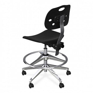 Biofit ArmorSeat Series Laboratory Chairs with ISO 6 Package - ArmorSeat Series Black Laboratory Chair with ISO 6 Package, Aluminum Base and Chrome Parts without Arms, Medium Seat Height, 18" - 25" - GGA-M-RC-T-AFP-XA-ISO6-2DS-BLK