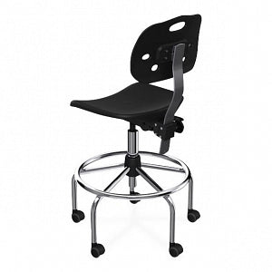 Biofit ArmorSeat Series Laboratory Chairs with ISO 6 Package - ArmorSeat Series Black Laboratory Chair with ISO 6 Package, Tubular Steel Base and Black Powdercoat Finish without Arms, High Seat Height, 24" - 31" - GGS-H-RC-T-XF-XA-ISO6-2DS-BLK