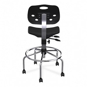 Biofit ArmorSeat Series Laboratory Chairs with ISO 6 Package - ArmorSeat Series Black Laboratory Chair with ISO 6 Package, Tubular Steel Base and Black Powdercoat Finish without Arms, High Seat Height, 24" - 31" - GGS-H-RC-T-XF-XA-ISO6-2DS-BLK