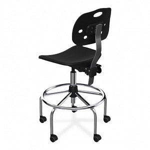 Biofit ArmorSeat Series Laboratory Chairs with ISO 6 Package - ArmorSeat Series Black Laboratory Chair with ISO 6 Package, Tubular Steel Base and Black Powdercoat Finish without Arms, High Seat Height, 24" - 31" - GGS-H-RC-T-XF-XA-ISO5-BLK