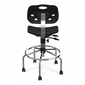 Biofit ArmorSeat Series Laboratory Chairs with ISO 6 Package - ArmorSeat Series Black Laboratory Chair with ISO 6 Package, Tubular Steel Base and Black Powdercoat Finish without Arms, High Seat Height, 24" - 31" - GGS-H-RC-T-XF-XA-ISO5-BLK