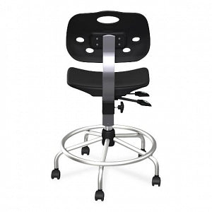 Biofit ArmorSeat Series Laboratory Chairs with ISO 6 Package - ArmorSeat Series Black Laboratory Chair with ISO 6 Package, Tubular Steel Base and Black Powdercoat Finish without Arms, Low Seat Height, 17" - 21" - GGS-L-RC-T-XF-XA-ISO6-2DS-BLK