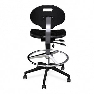 Biofit Unique U Series Chairs with ISO 6 Clean Room Package - Unique U Series Black Chairs with ISO 6 Clean Room Package, Reinforced Composite Base and Chrome Finish without Arms, High Seat Height, 21" - 31" - UUR-H-RC-T-AFP-XA-ISO6-2DS