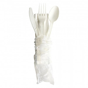 Better Earth Heavy-Weight Compostable Cutlery - White Heavy Weight Fork, Knife, Spoon and Napkin Cutlery Kit - BE-CKHW