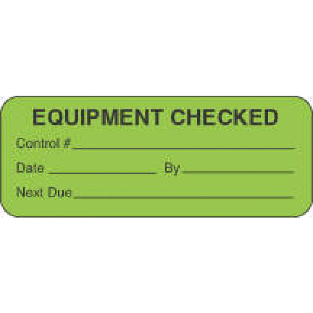 Label Paper Permanent Equipment Checked 2 1/4" X 7/8" Fl. Green 1000 Per Roll