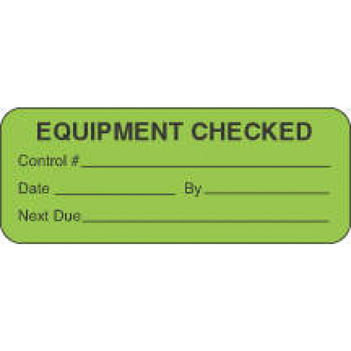 Label Paper Permanent Equipment Checked 2 1/4" X 7/8" Fl. Green 1000 Per Roll