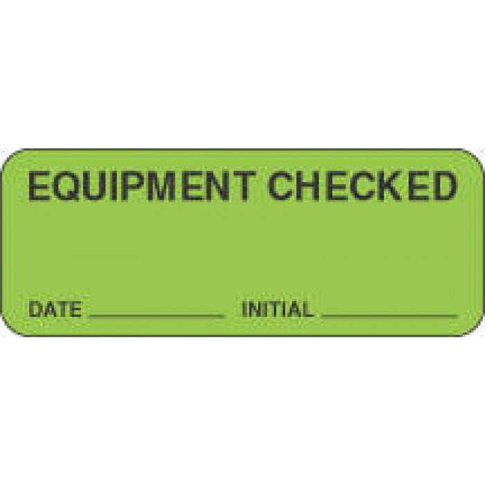 Label Paper Permanent Equipment Checked 2 1/4" X 7/8" Fl. Green 1000 Per Roll