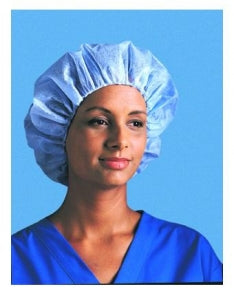 Busse Hospital Spunbounded Bouffant Kool-Caps - Nurses Bouffant Cap, Blue, 21", Size L - 328