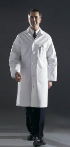 Medline Men's Blended Premium Full Length Lab Coats - COAT, LAB, MEN, WHT, 65/35, KNOT BUTTON, 4 - BL317TNS40