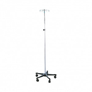 Blickman Chrome Five Leg IV Stand with Tru Loc - IV Pole Stand, 4 Hook, 5 Leg, Tru-Loc Friction Knob - 0561350400