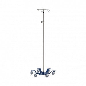 Blickman Health Ind Inc Stainless Steel IV Pole with Ram's Hook - IV Pole, 6 Leg, 6 Hook, Chrome - 0561370600