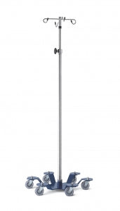 Blickman Stainless Steel Six Leg IV Poles - IV Pole, 6 Leg, 4 Hook, Stainless Steel - 0541370400