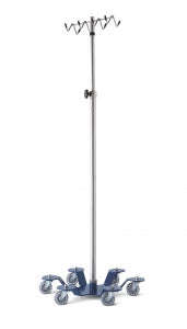 Blickman Stainless Steel Six Leg IV Poles - IV Pole, 6 Leg, 8 Hook, Stainless Steel - 05413700RH